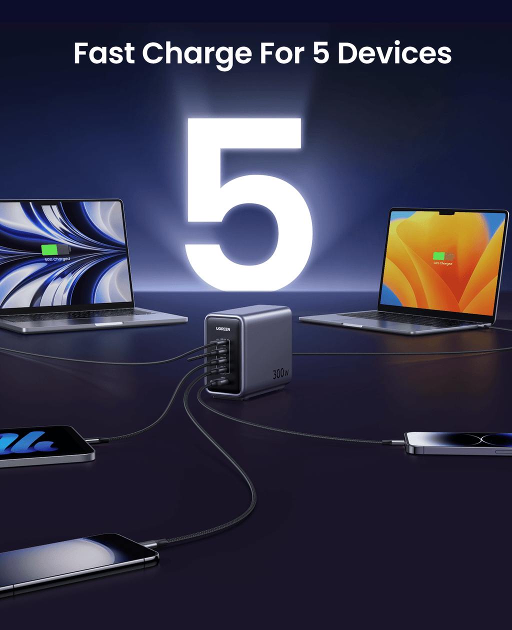 (Bundle) Nexode 300W Charger + 6.6FT 100W USB-C Cable 2 Pack