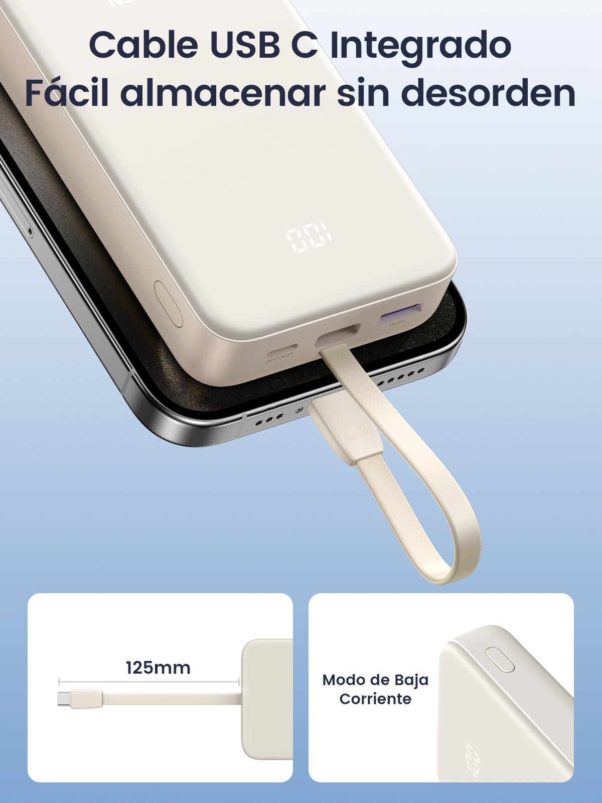 UGREEN Power Bank 20000mAh 22.5W with Built-in USB-C Cable