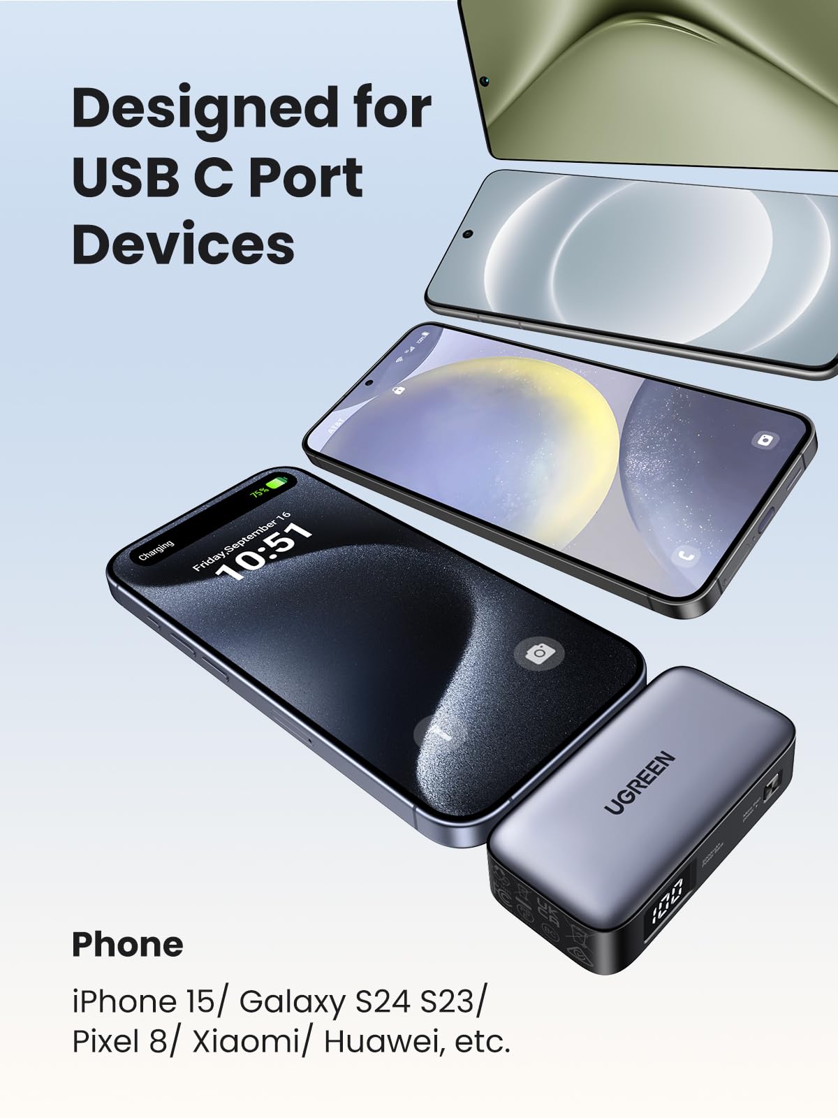 UGREEN 5000mAh USB-C Power Bank with Cable