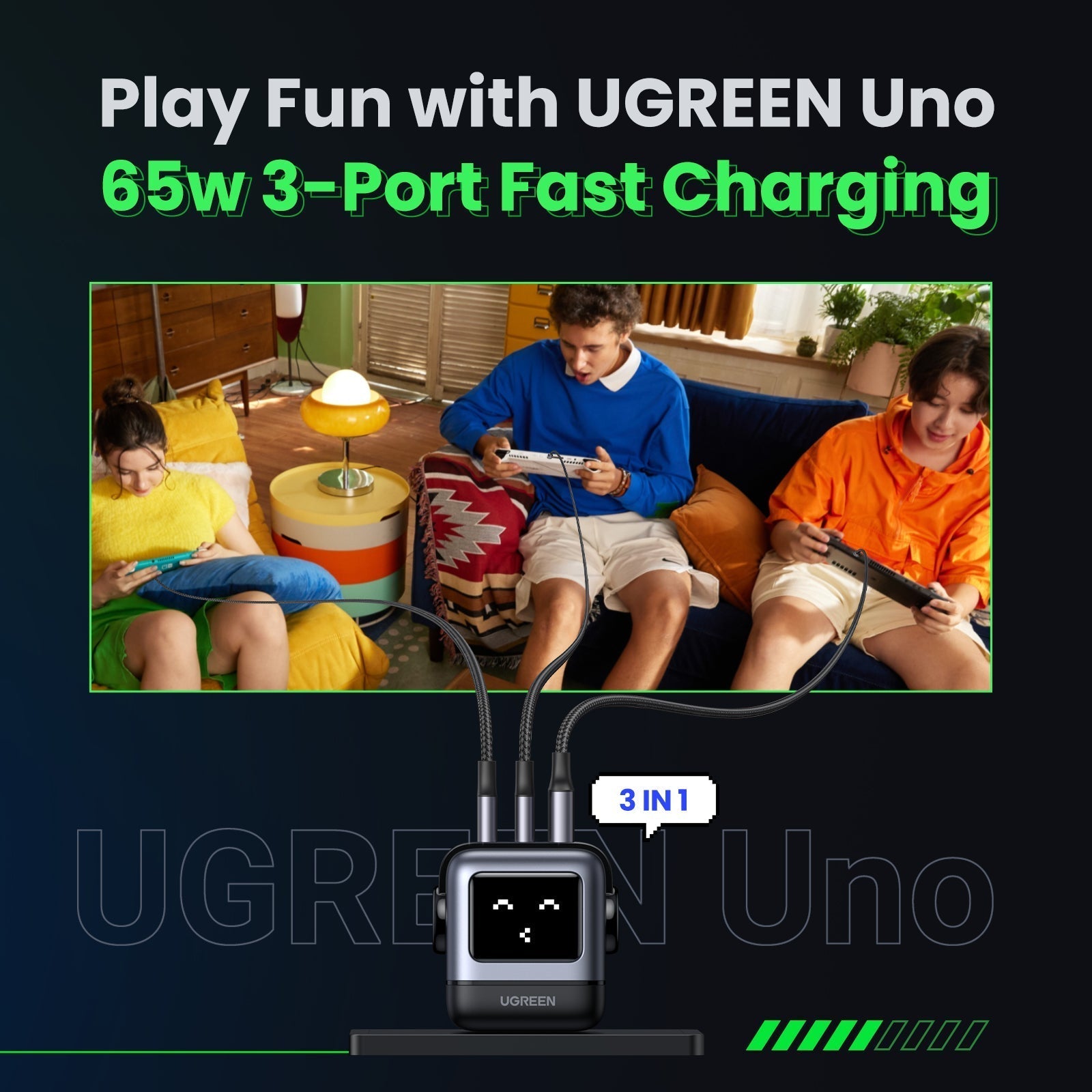 UGREEN Uno 65W 3-Port Charger