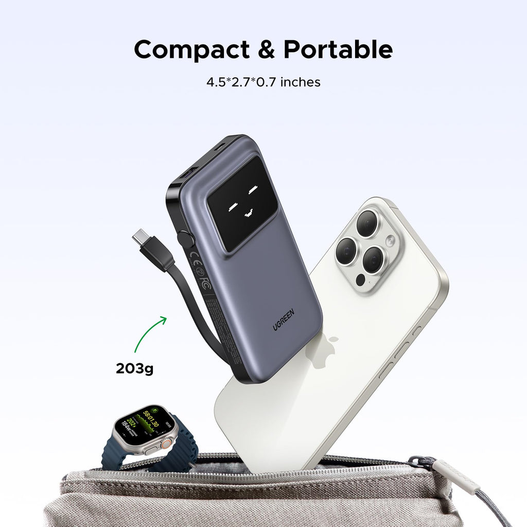 UGREEN Uno Power Bank 10000mAh 30W with Built-in Cable