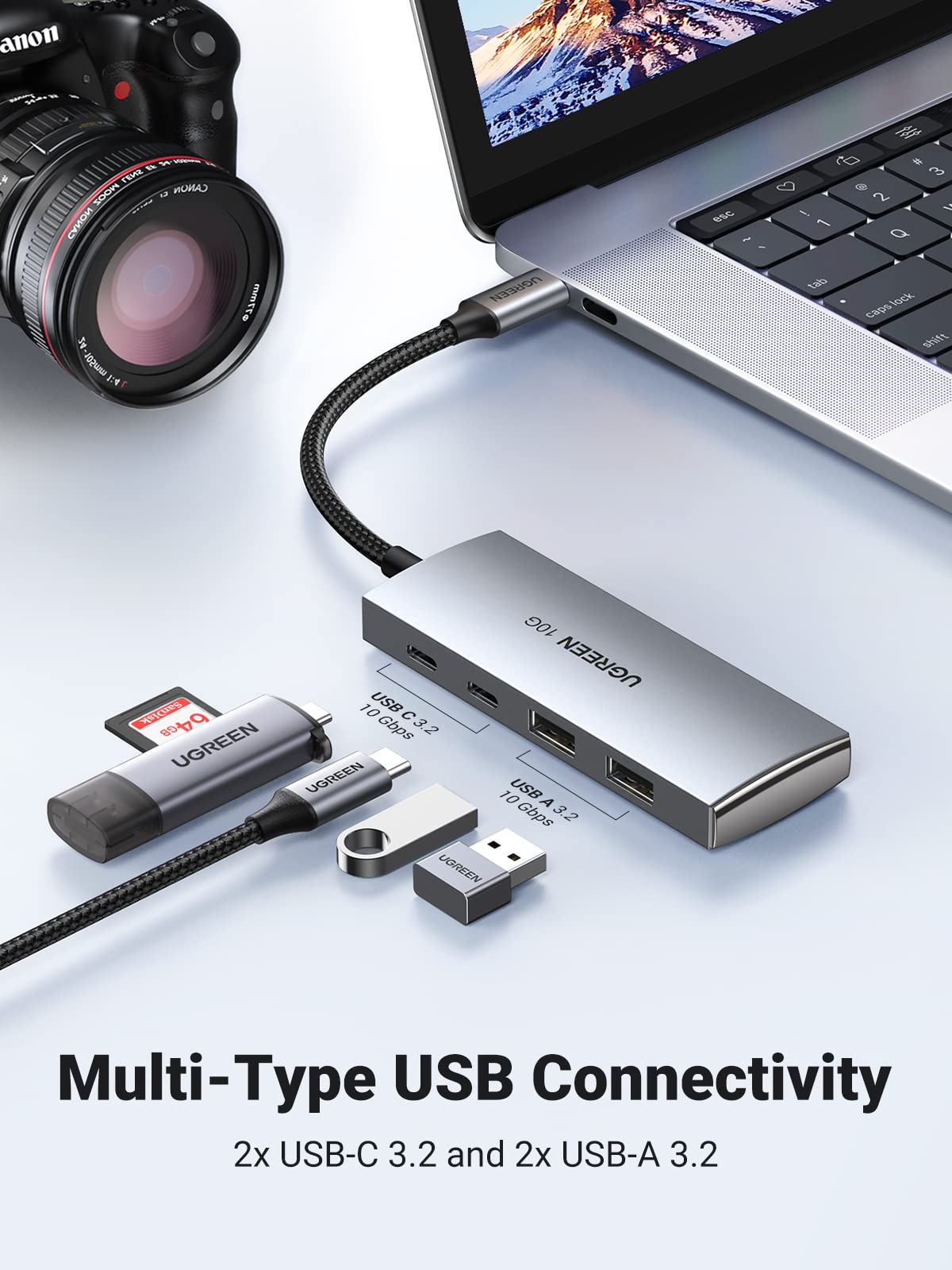 UGREEN USB-C Hub 4-Port USB 3.2 10Gbps Data Hub with 2 USB-C & 2 USB-A