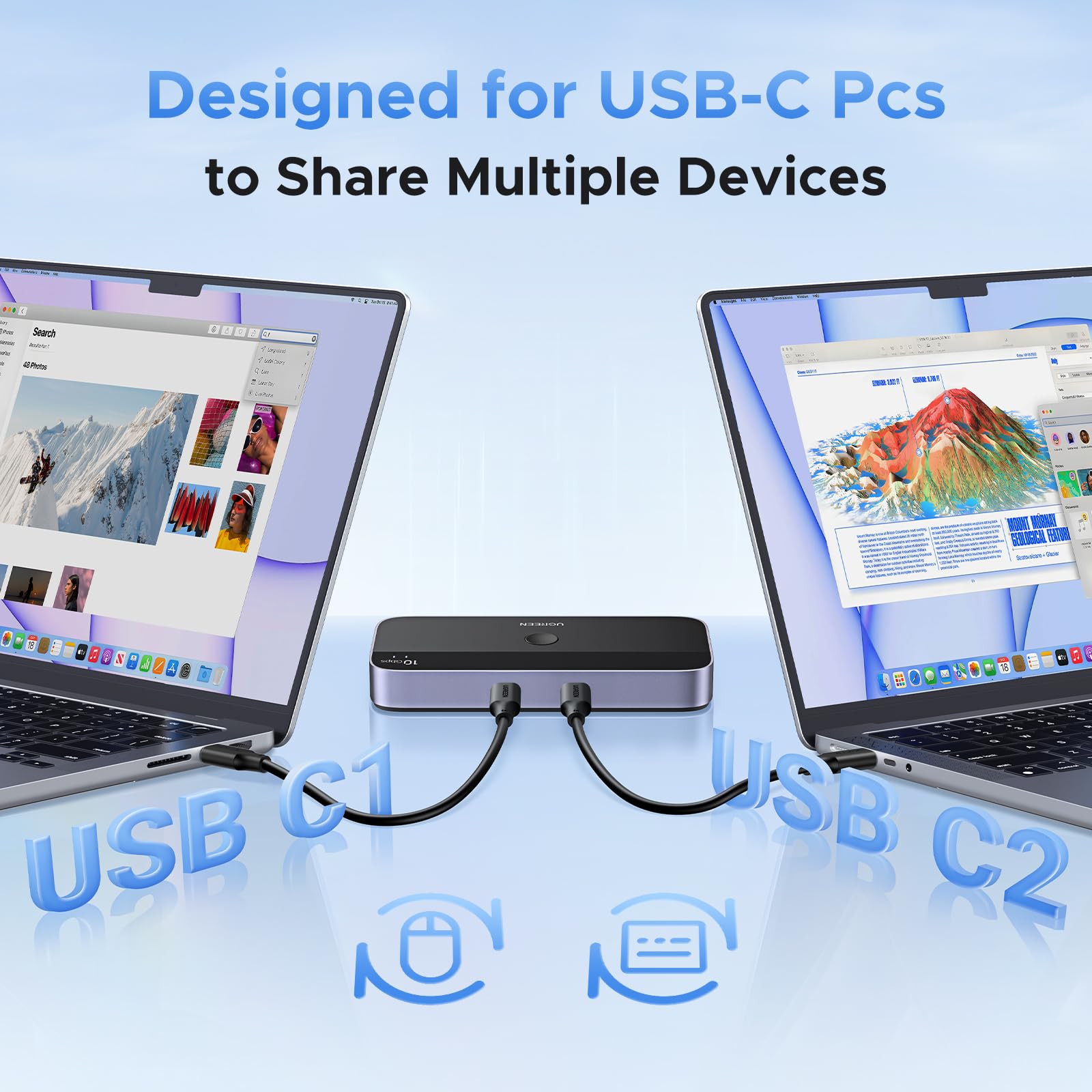 UGREEN USBC Switch - 2-Port, 4 x USB 3.2, 10Gbps Data